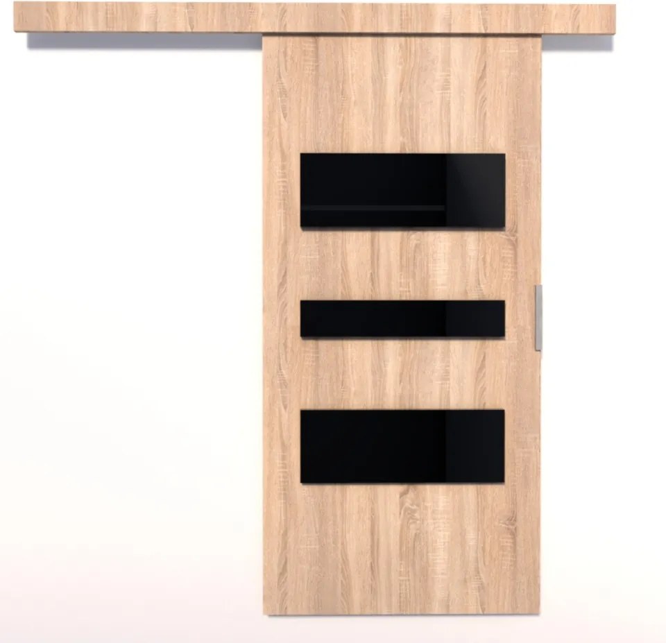 Usa glisanta Cento, ADRK Furniture (Latime: 106 cm, Culoare: Wenge /Negru Lacobel)