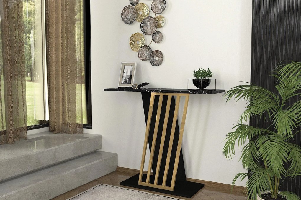 Consola Gravity Negru, Auriu 90x77x30 cm