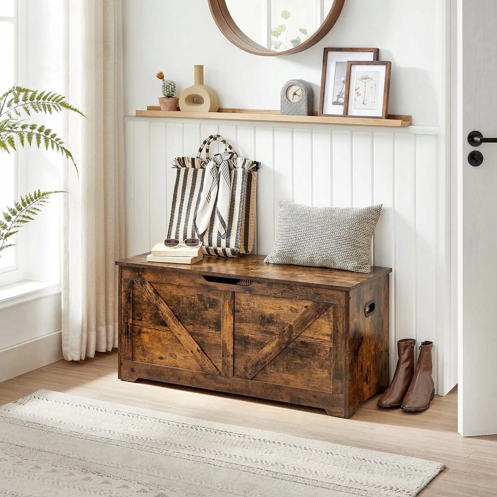 Cutie de depozitare cu capac TAYLOR 100x40 cm, maro rustic