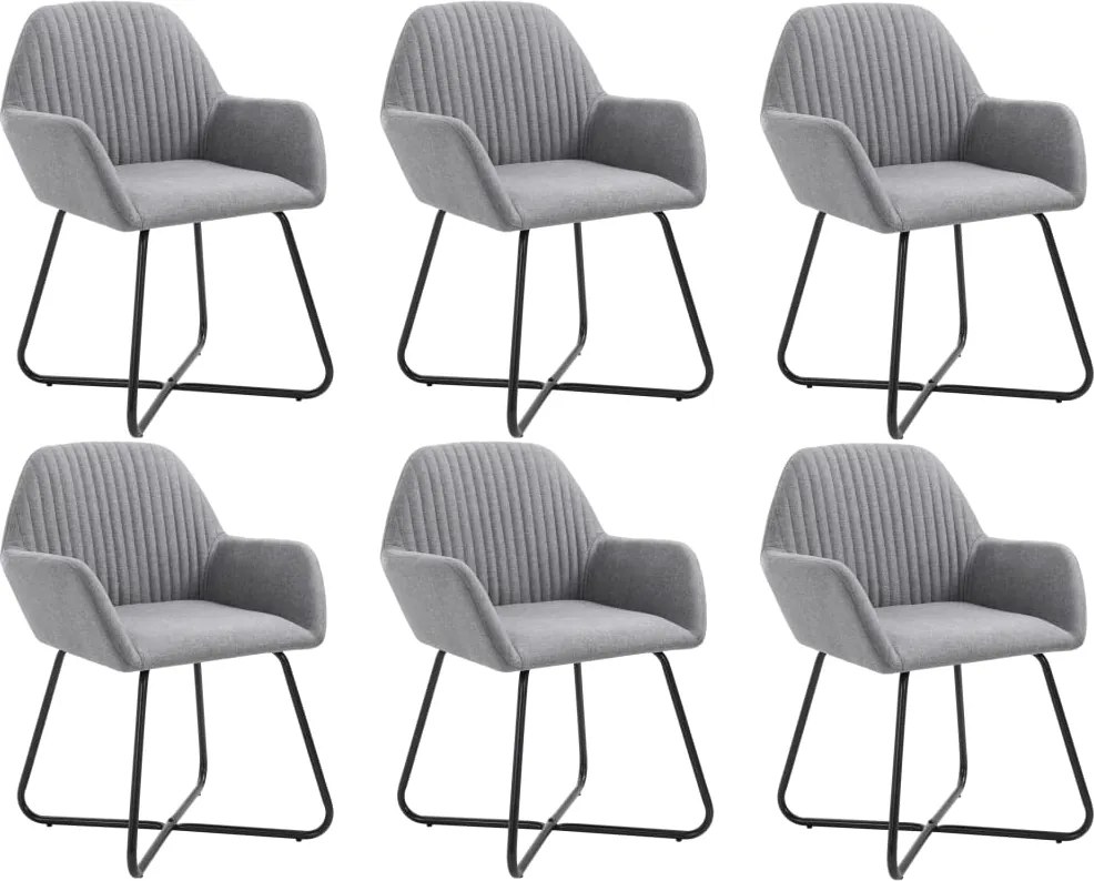 vidaXL Scaune de sufragerie, 6 buc., gri deschis, material textil