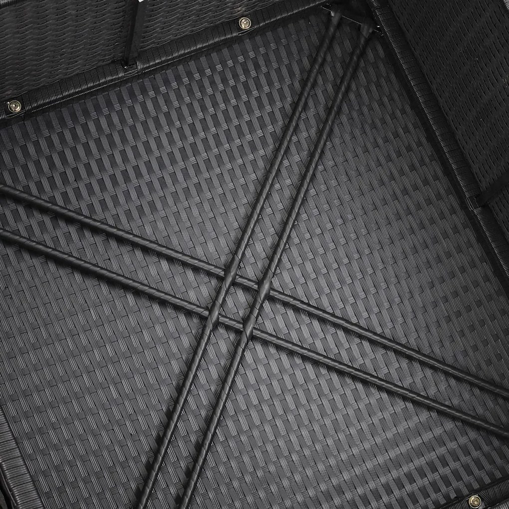Deuba Set rattan de gradina XXL - perne negre/crem