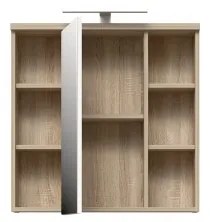 Dulap de baie suspendat cu oglindă VENOM, alb/stejar sonoma