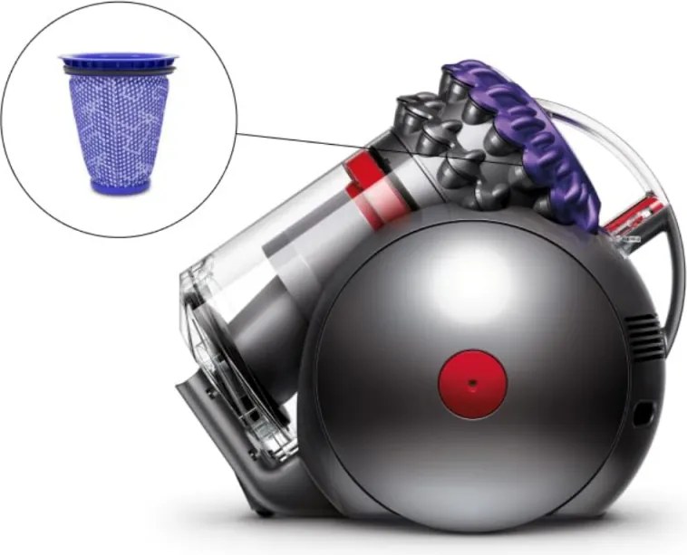 Aspirator fara sac Dyson Big Ball Parquet 2 228566-01, 600 W, 165 AW, 1,5 l, Tehnologie Radial Root Cyclone in 2 trepte, Recuperare automata in pozitie verticala, Nichel/Violet