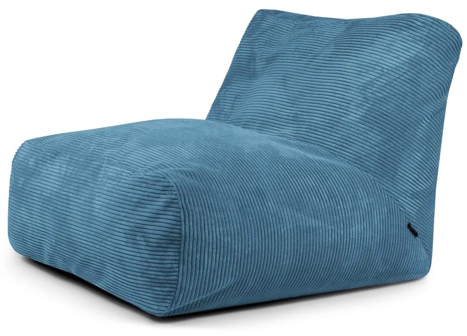 Fotoliu bean bag albastru cu tapițerie din catifea reiată Tube 100 – SLOWDOWN