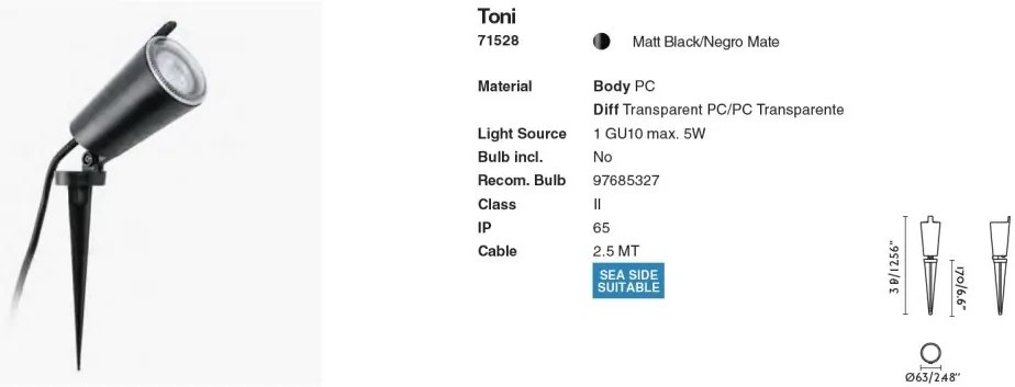 Mini Tarus ilumint exterior decorativ IP65 TONI negru