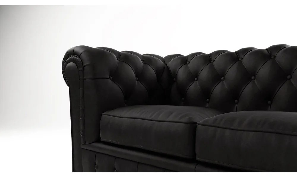 Canapea neagră cu tapițerie din catifea 184 cm Cambridge – Ropez