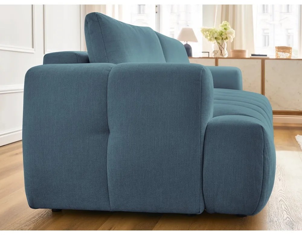 Canapea albastră extensibilă/cu spațiu de depozitare 251 cm Fuji – Bobochic Paris