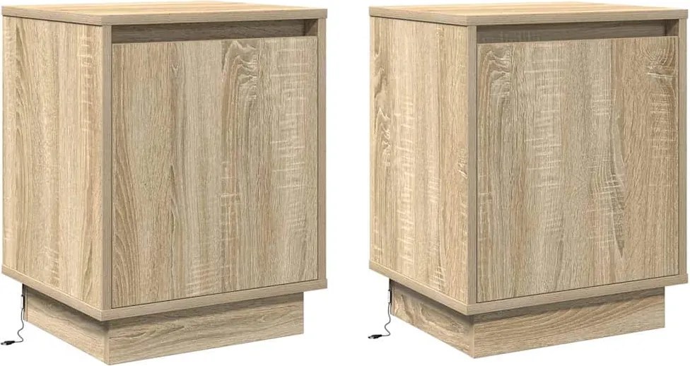 vidaXL Dulap de noapte 2 pcs Stejar Sonoma 39 x 34,5 x 50 cm