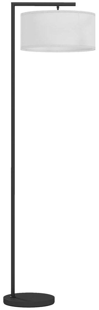 HOMCOM Lampadar lampă de picior abajur din material textil de in bază rotundă stabilă 47 x 37 x 153 cm negru si alb | Aosom Romania