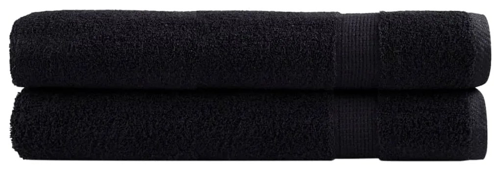 vidaXL Prosoape premium SOLUND 2 buc. negru 100x200 cm 600 gsm