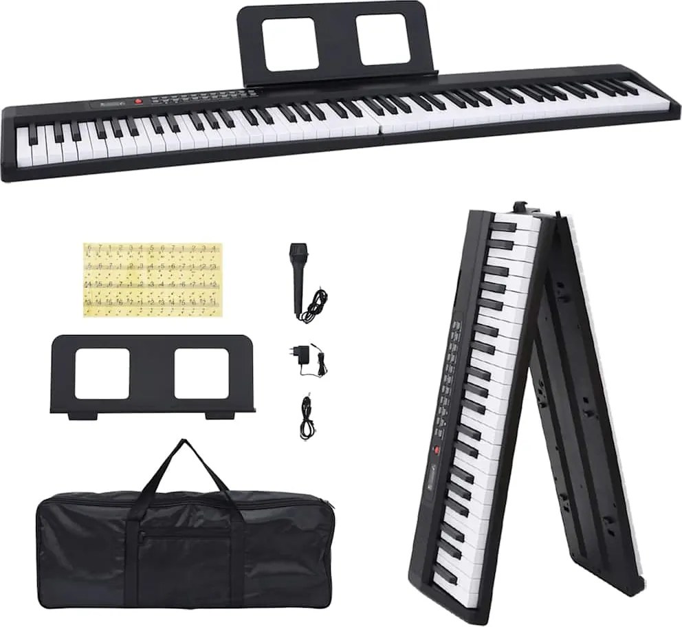 vidaXL Tastatură electrică pian cu 88 taste cu suport muzică pliabilă
