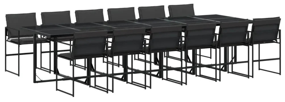 3295077 vidaXL Set mobilier de grădină, 13 piese, cu perne, negru, textilenă