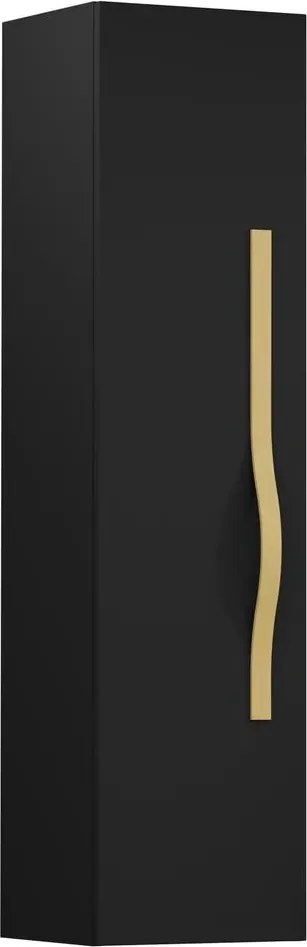 Dulap tip coloana suspendat negru Krofam e-VOG 130 cm maner auriu