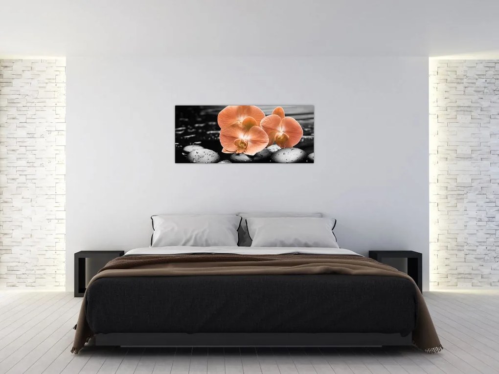 Tablou - Orhidee portocalii (120x50 cm)