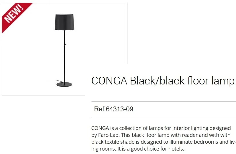 Lampadar / Lampa de podea modern design elegant CONGA negru 64313-09
