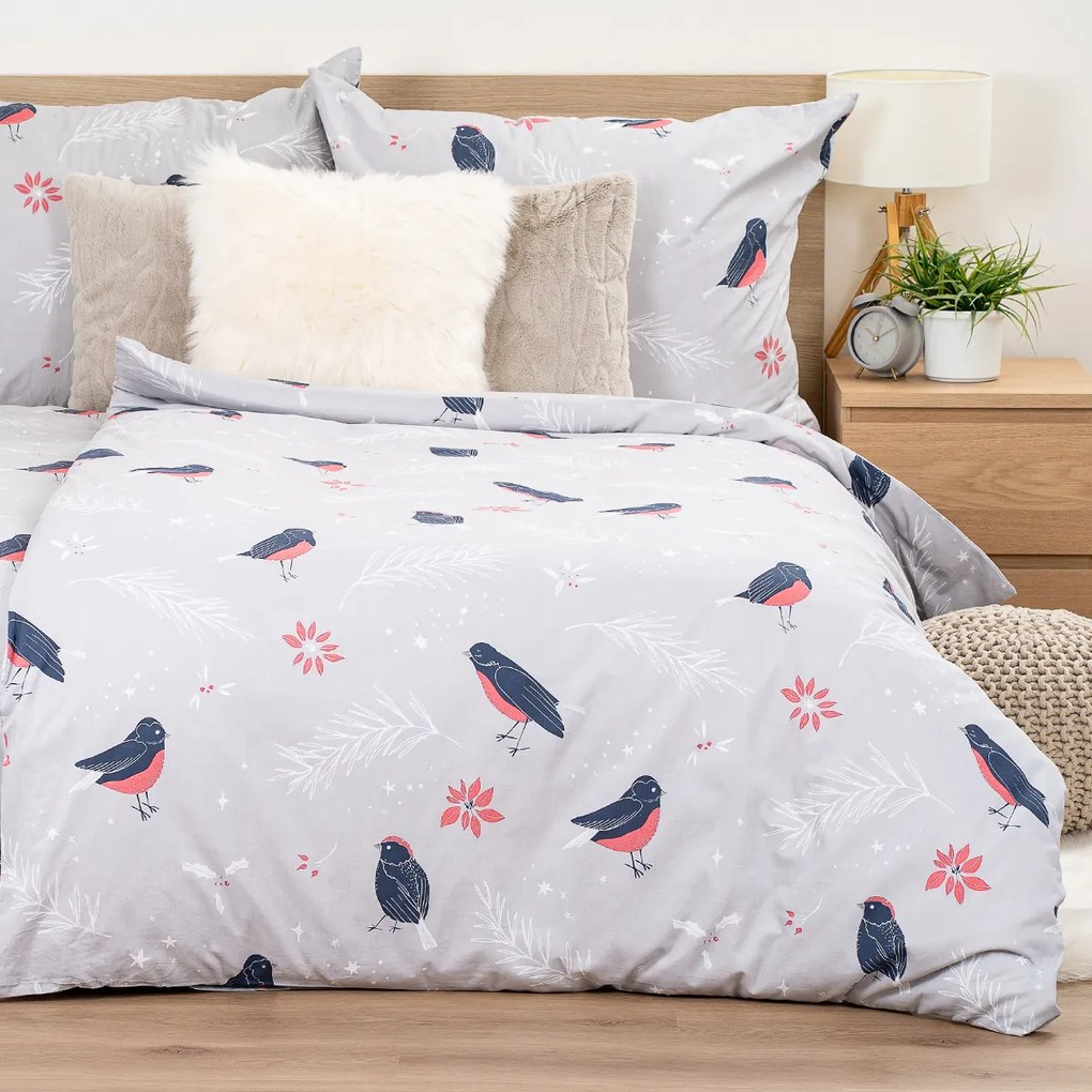 4Home Lenjerie de pat din bumbac Winter Robin, 140x 200 cm, 70 x 90 cm, 140 x 200 cm, 70 x 90 cm