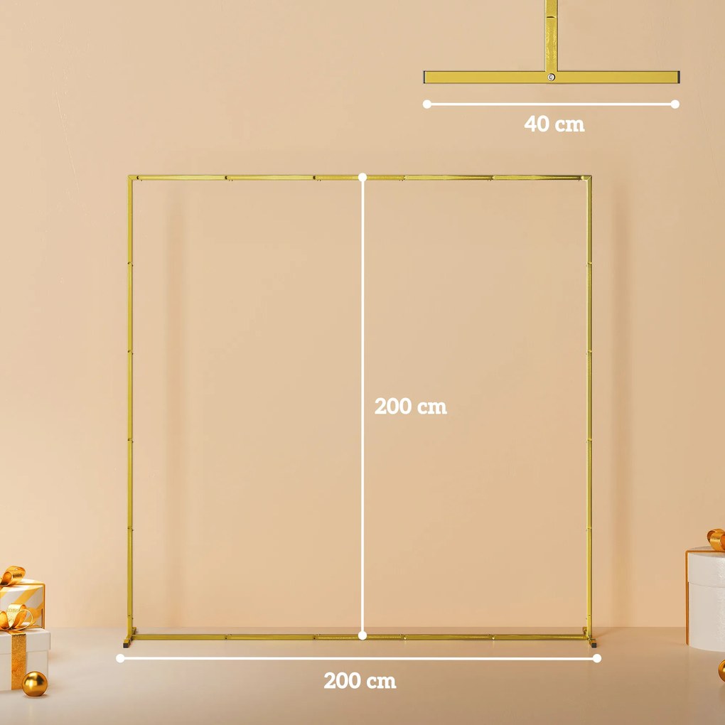 Outsunny Arc de grădină pentru trandafiri din metal Arc de nuntă rezistent la intemperii pentru decor terasă 200x40x200 cm auriu | Aosom Romania