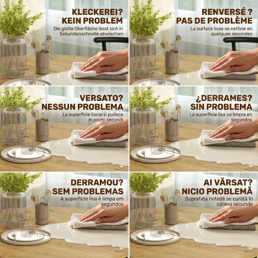 HOMCOM Set Masă Rotundă de Dining cu 4 Scaune Economisitor de Spațiu în Lemn și Metal Stil Industrial | Aosom Romania