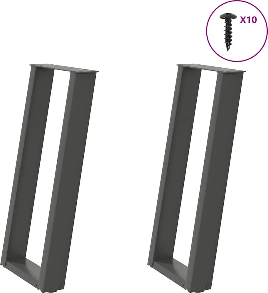 vidaXL Picioare de masă consolă în formă de U, 2 buc., antracit, 28x(72-73) cm, oțel
