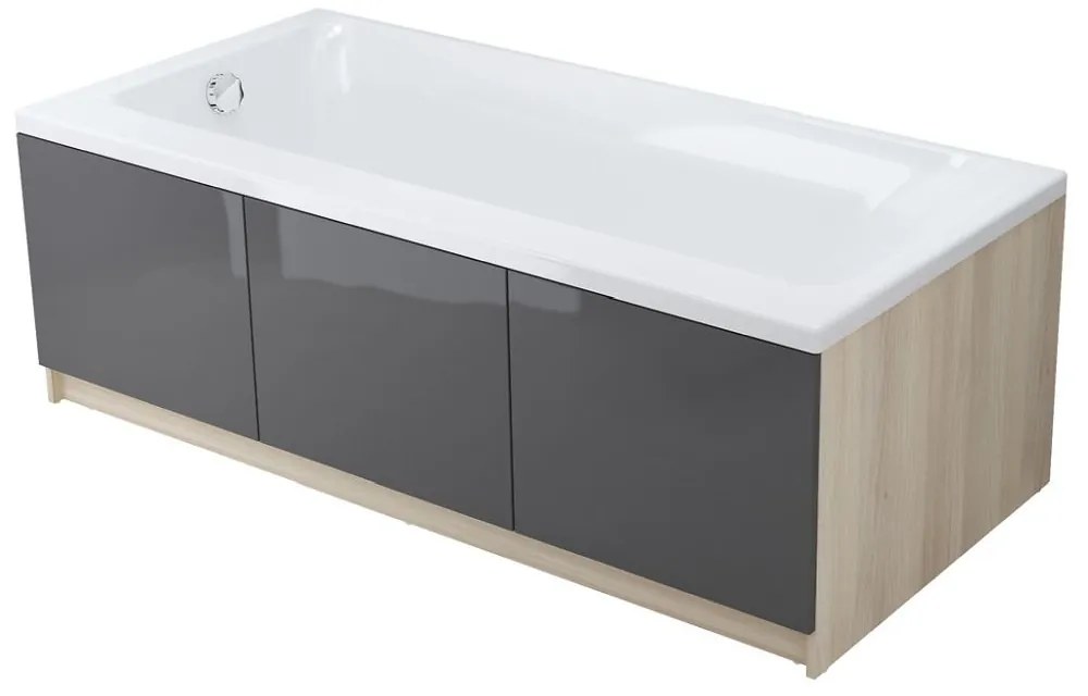 Cada baie incastrata Cersanit Smart, 160 x 80 cm, orientare dreapta, alb lucios 1600x800 mm, Dreapta