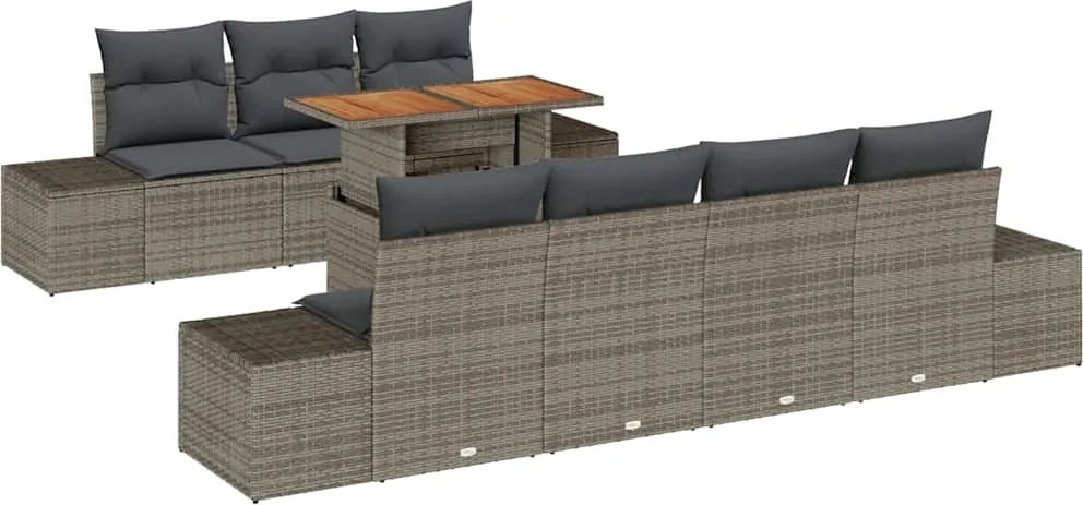 vidaXL Set de canapele pentru grădină 8 pcs Gri Rattan poli