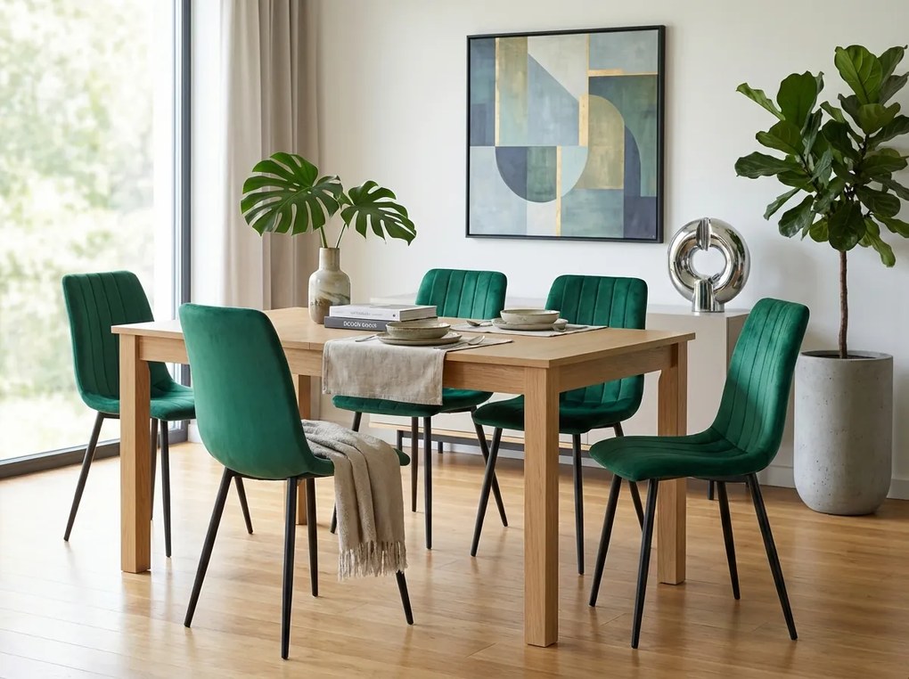 Scaun din catifea verde inchis LAVA BOTTLE GREEN cu picioare negre