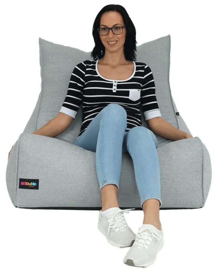 Fotoliu tip sac, material textil gri deschis, EGALEO