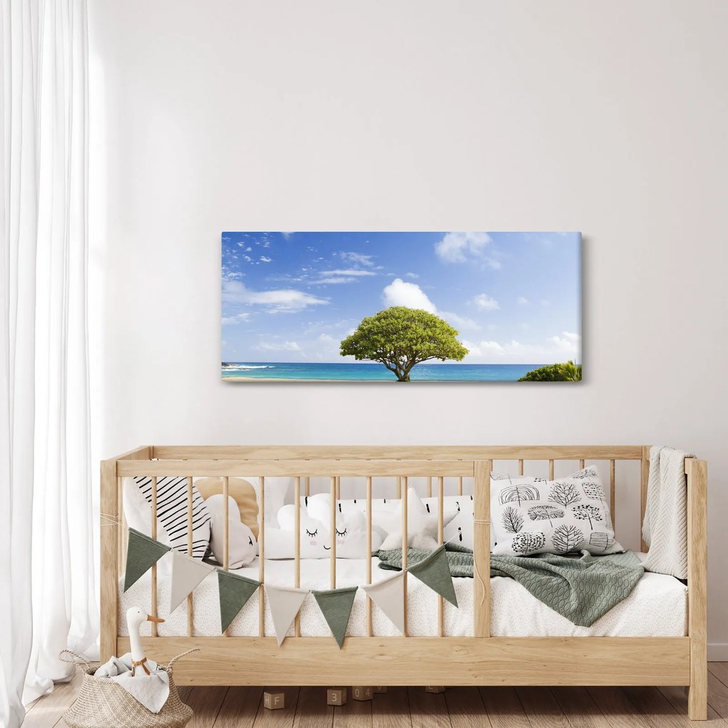 Tablou plaja cu copac (120x50 cm)