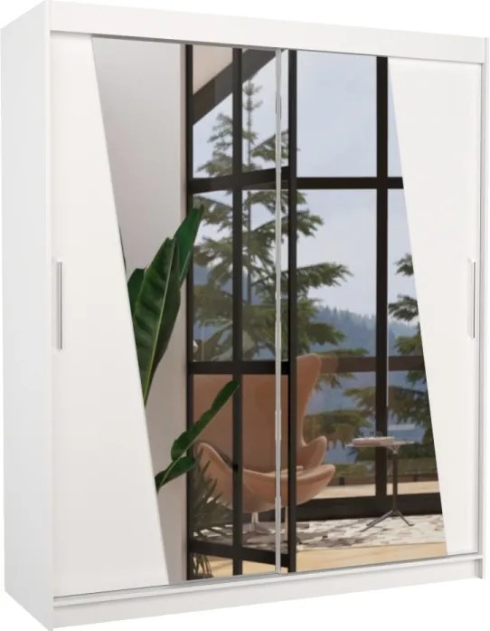 Dulap cu usi glisante si oglinda 180x200 cm, Preto, ADRK Furniture (Culoare: Ciocolata)