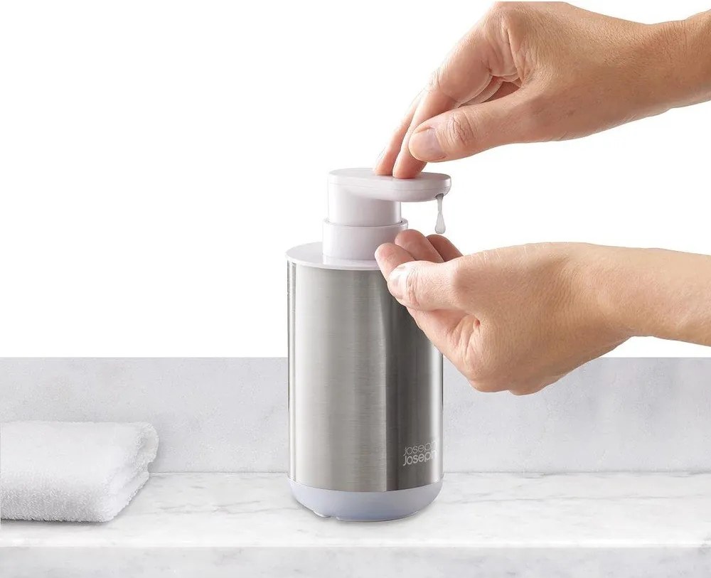 Dozator de săpun lichid argintiu din oțel inoxidabil 300 ml Duo Steel – Joseph Joseph