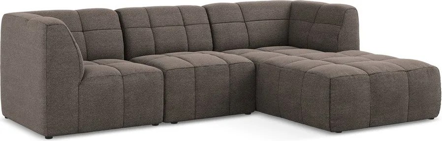 Colțar maro cu tapițerie din țesătură bouclé (cu colț pe partea dreaptă/cu șezlong) Aloha – Makamii