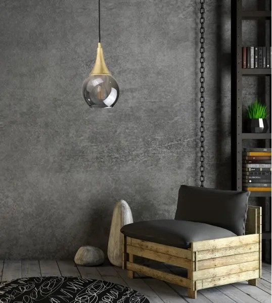 Lustră pe cablu LACRIMA SMOKY 1xE27/60W/230V