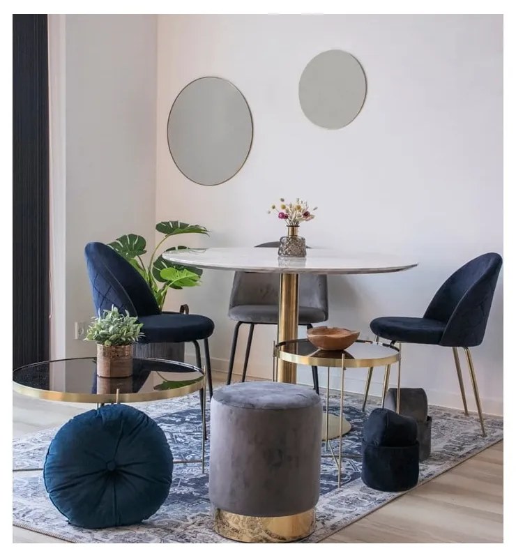 Masă de dining rotundă cu blat cu aspect de marmură ø 110 cm Bolzano – House Nordic