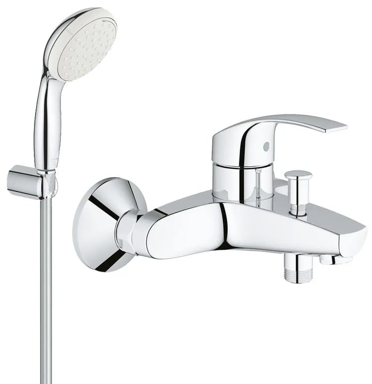 Set baterie cada Grohe Eurosmart, monocomanda, para dus inclusa, cartus ceramic, aerator, Crom-3330220A