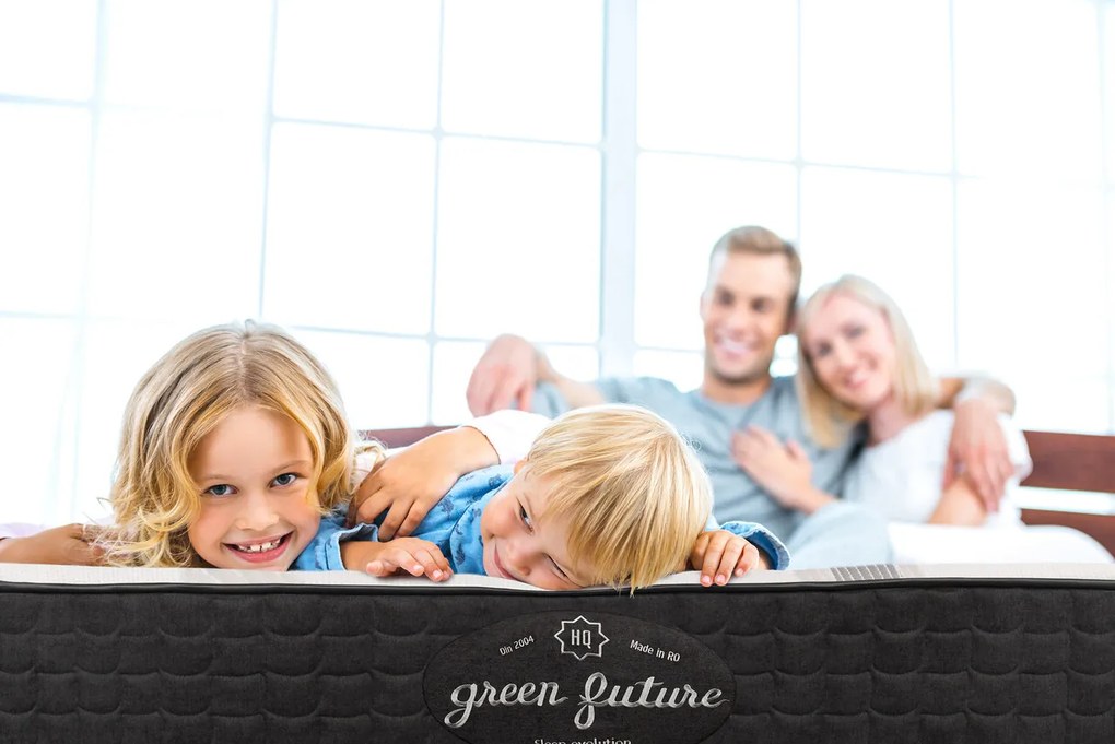 Saltea ortopedica, Green Future, California, 160x190x35 cm, arcuri POCKET, 3 cm spuma Memory Arctic Gel 7 Zone de Confort, fermitate medie