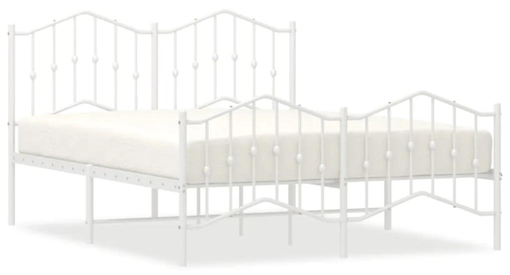 373857 vidaXL Cadru pat metalic cu tăblie de cap/picioare , alb, 140x200 cm
