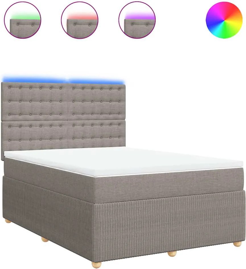vidaXL Pat box spring cu saltea, gri taupe, 160x200 cm material textil