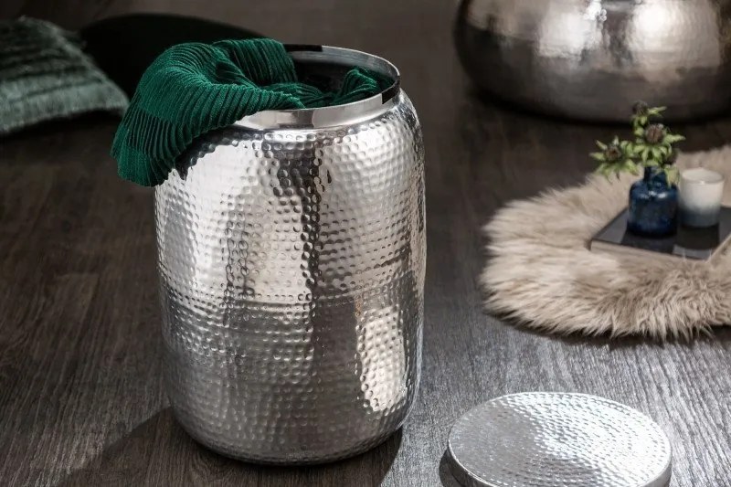 Masuta auxiliara design unicat Orient Storage 35cm, argintiu