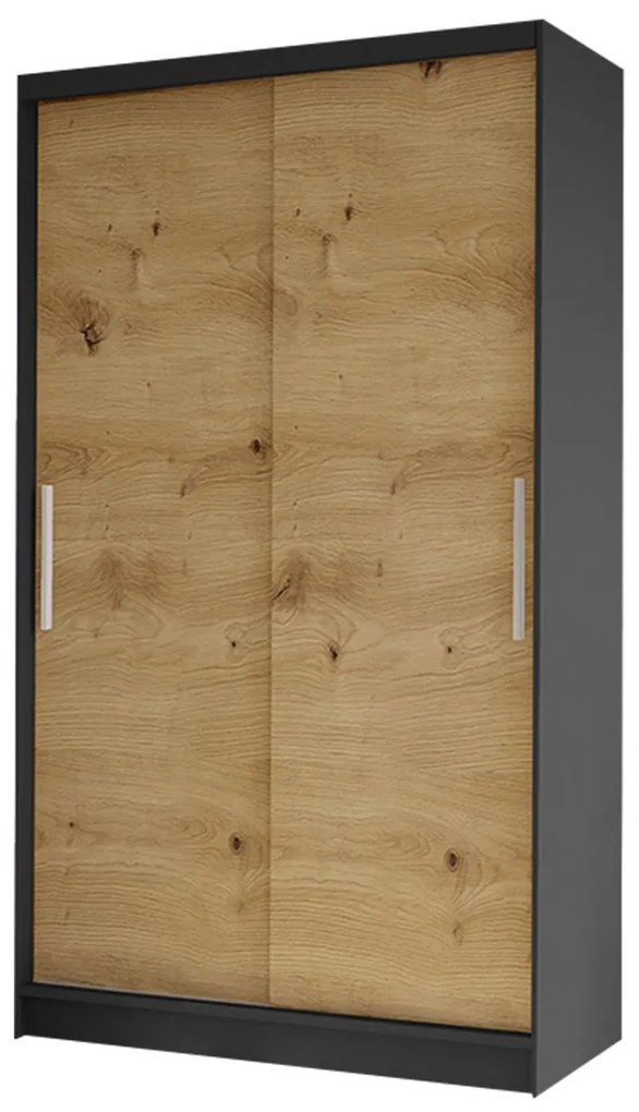 Dulap de haine Keira I (Negru + stejar artisan). 1060171