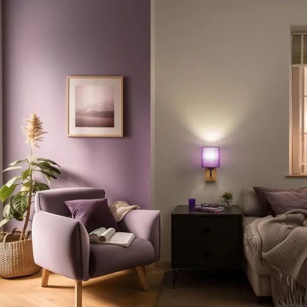 Lampă de perete Brilagi NUBILA WOOD 1xE27/25W/230V stejar/mov