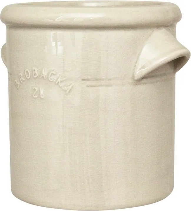 Ghiveci din ceramică glazurată manual 2L alb crem, „Brobacka"