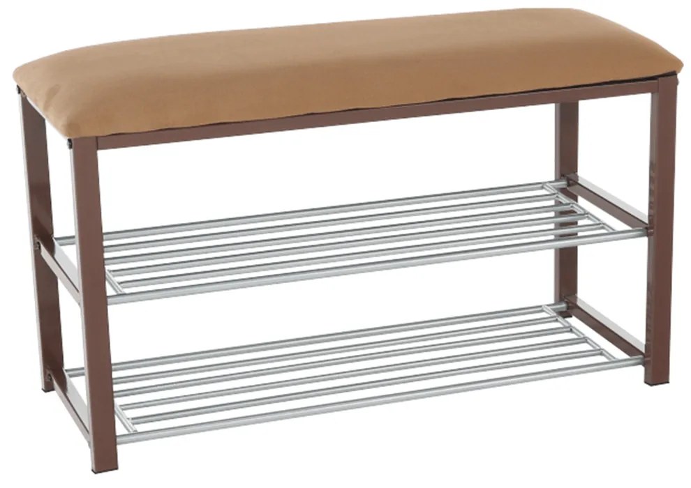 Bancuta cu spatiu de pantofi Langella ciocolatiu/maro inchis 81/31/49 cm