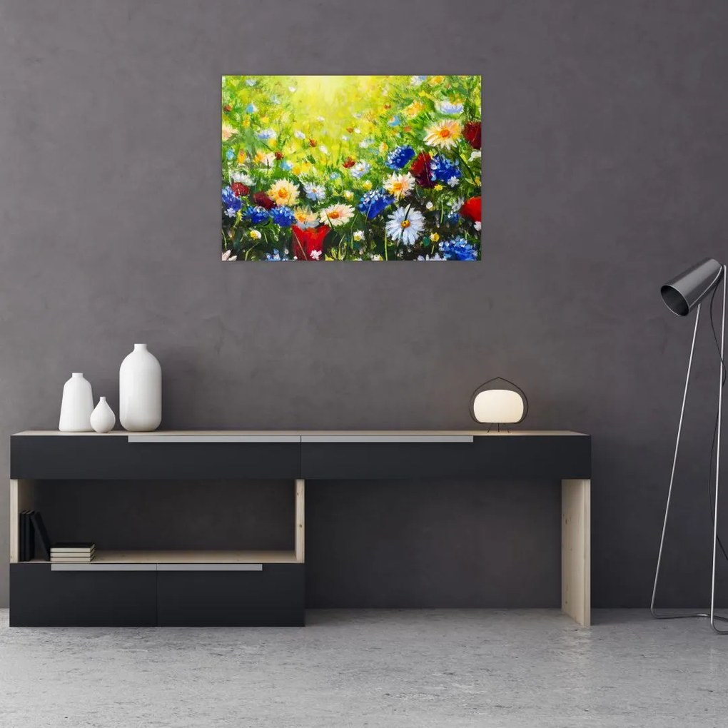 Tablou pe sticlă - Flori sălbatice (70x50 cm)