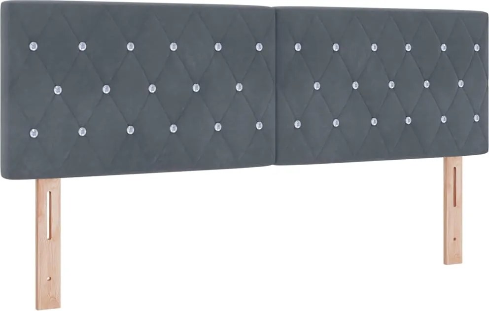 vidaXL Tăblie LED cu benzi LED cu headboard Gri închis 144 cm Catifea