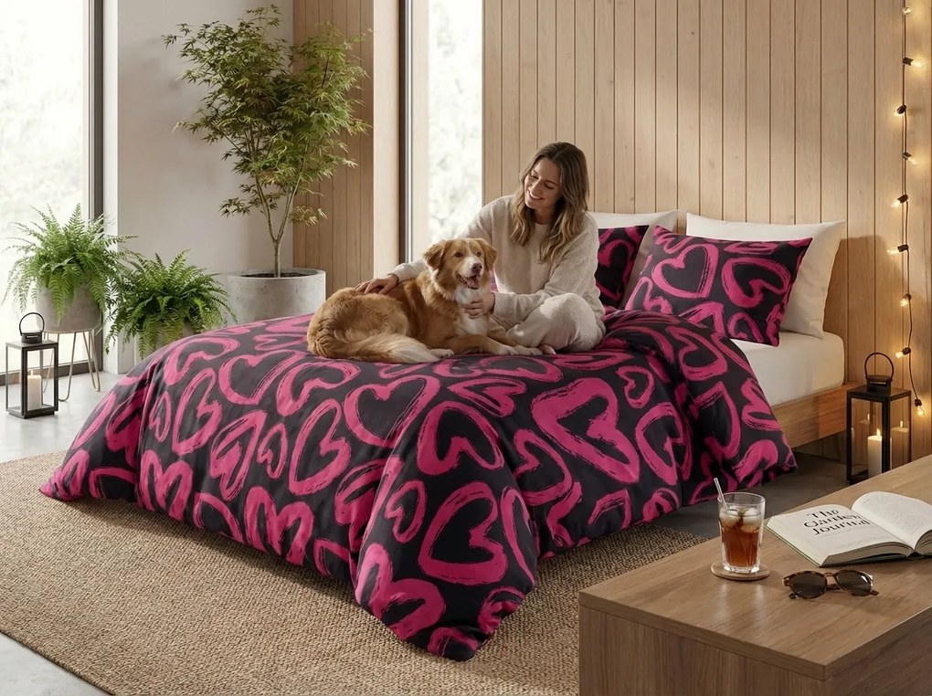 Lenjerie de pat din microfibra AMORYS roz Dimensiune lenjerie de pat: 2 buc 70 x 80 cm | 160 x 200 cm