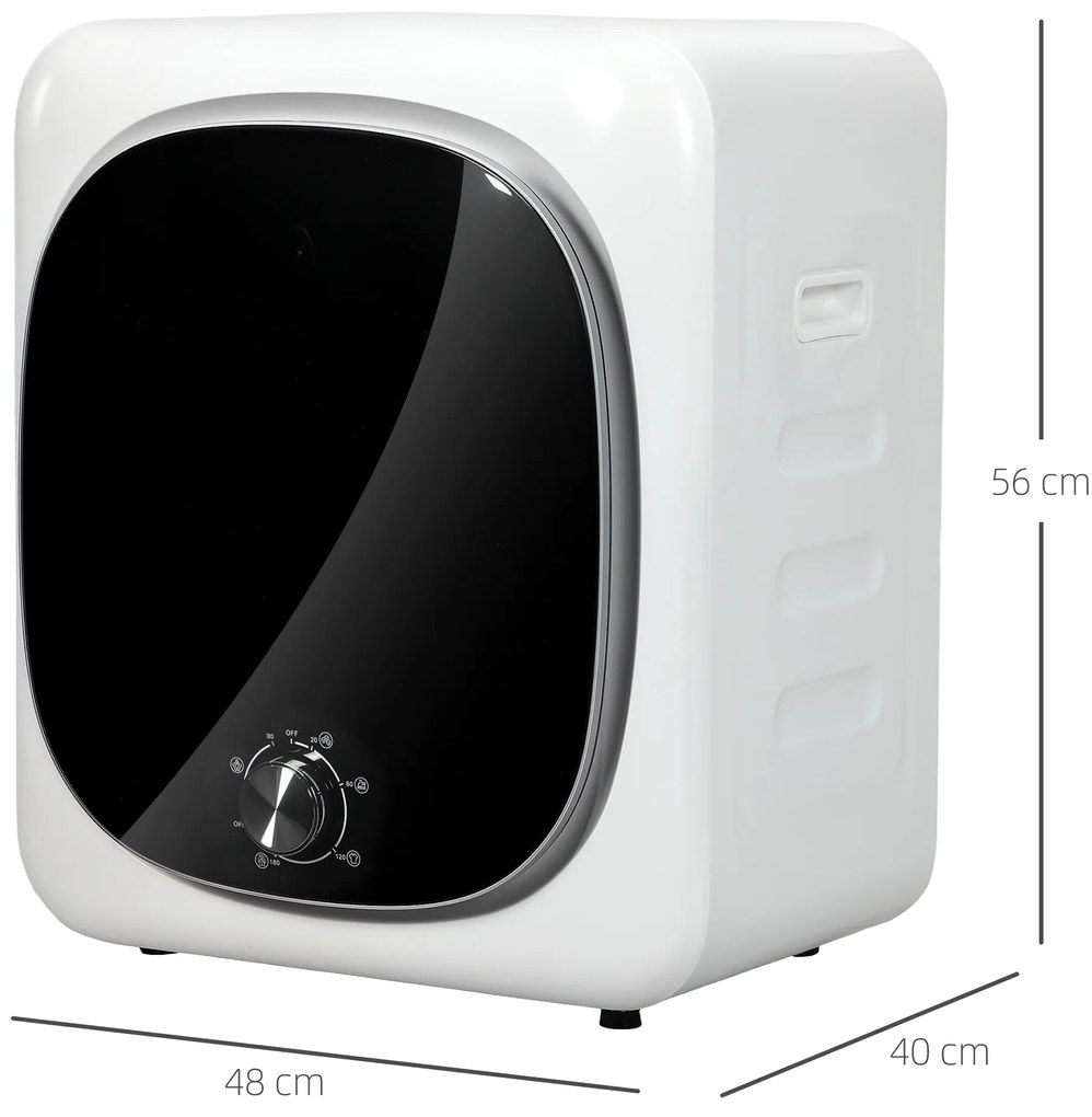 HOMCOM Uscător de rufe cu evacuare electric 800 W 4 Kg cu 5 moduri de uscare, cuva din oțel inoxidabil, încărcare frontală | Aosom Romania