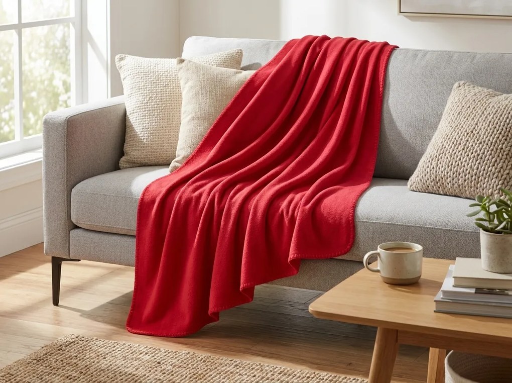 Patura fleece FLEORA, rosie Dimensiune: 180 x 200 cm