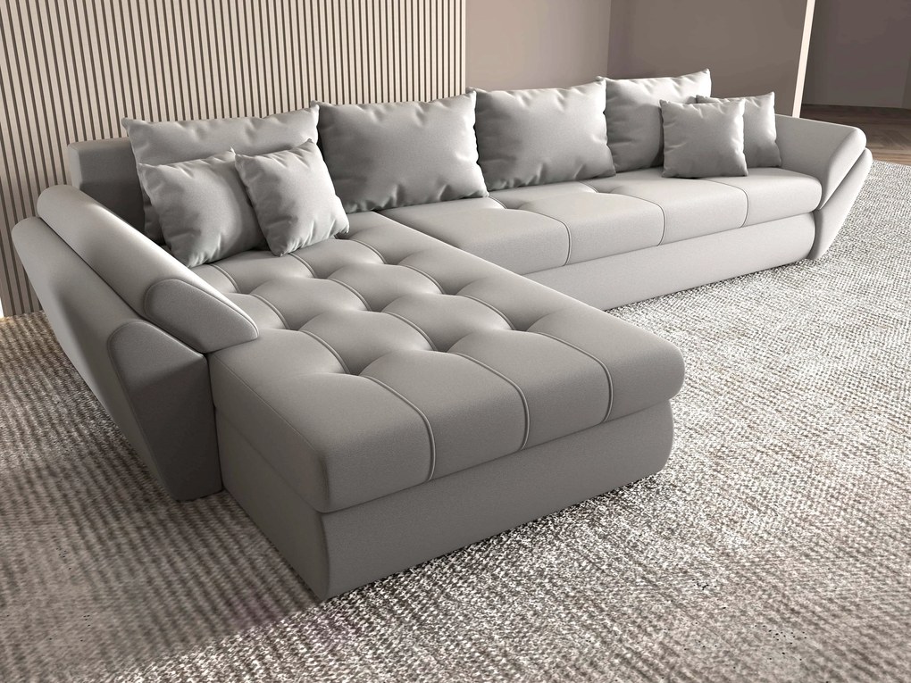 Colțar extensibil dumonde cu ladă de depozitare si sezut confortabil din spuma high-density, Loana XL Royal Antracit 335x185 cm