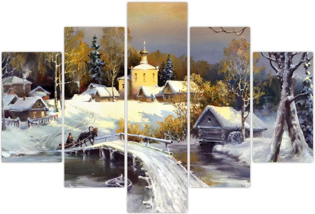 Tablou - Orășel iarna (150x105 cm)