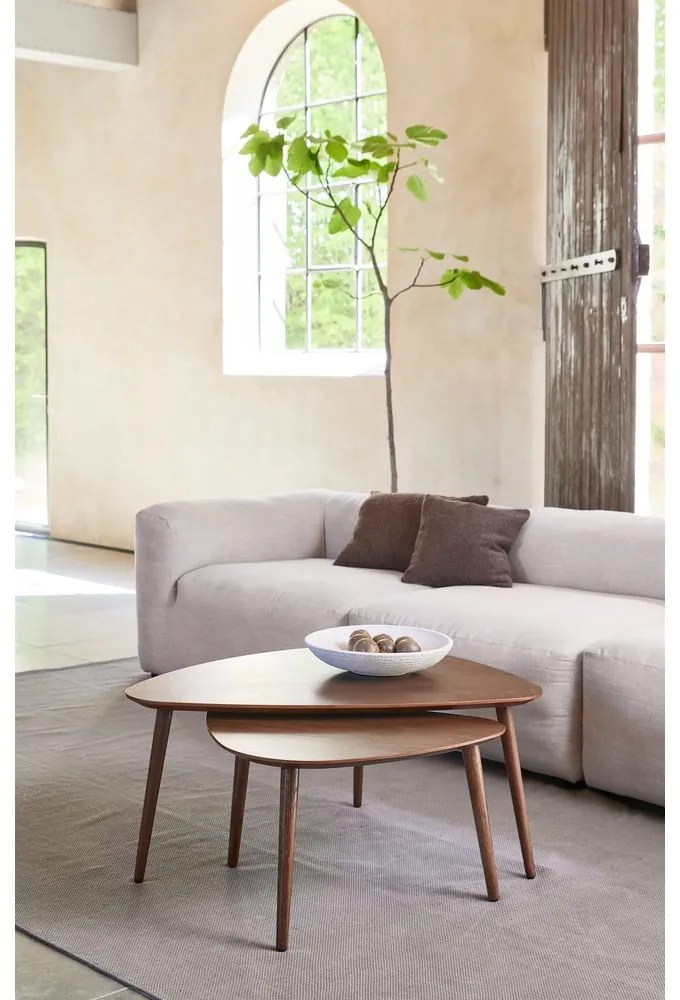 Măsuțe de cafea maro 2 buc. cu aspect de lemn de stejar 70x100 cm Adda – Unique Furniture